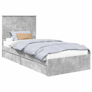 Letto singolo | Letto per adulti | Letto con Contenitore con testiera Grigio cemento 90 x 190 cm