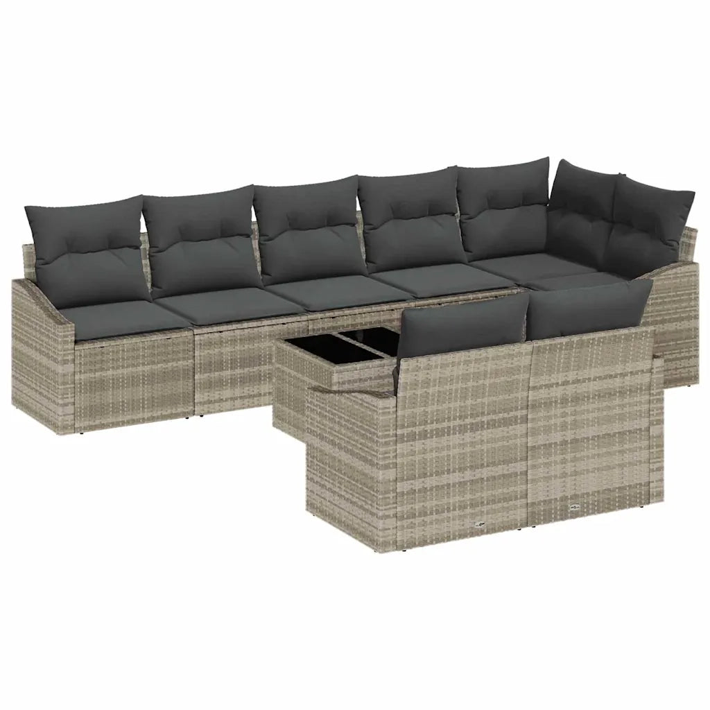 Set Divano da Giardino 9 pcs Grigio chiaro polyrattan 3355451