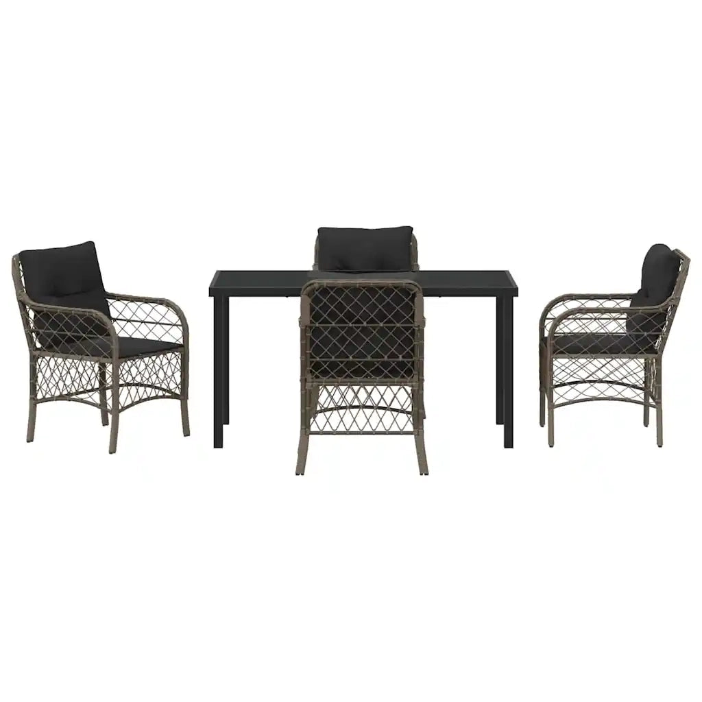 Set da Pranzo per Giardino con cuscino 5 pcs Grigio polyrattan 3380220