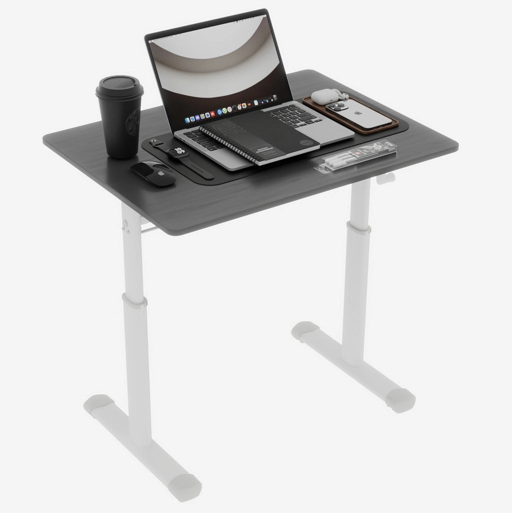 Scrivania regolabile in altezza 80x60 cm in metallo e legno grigio， manuale