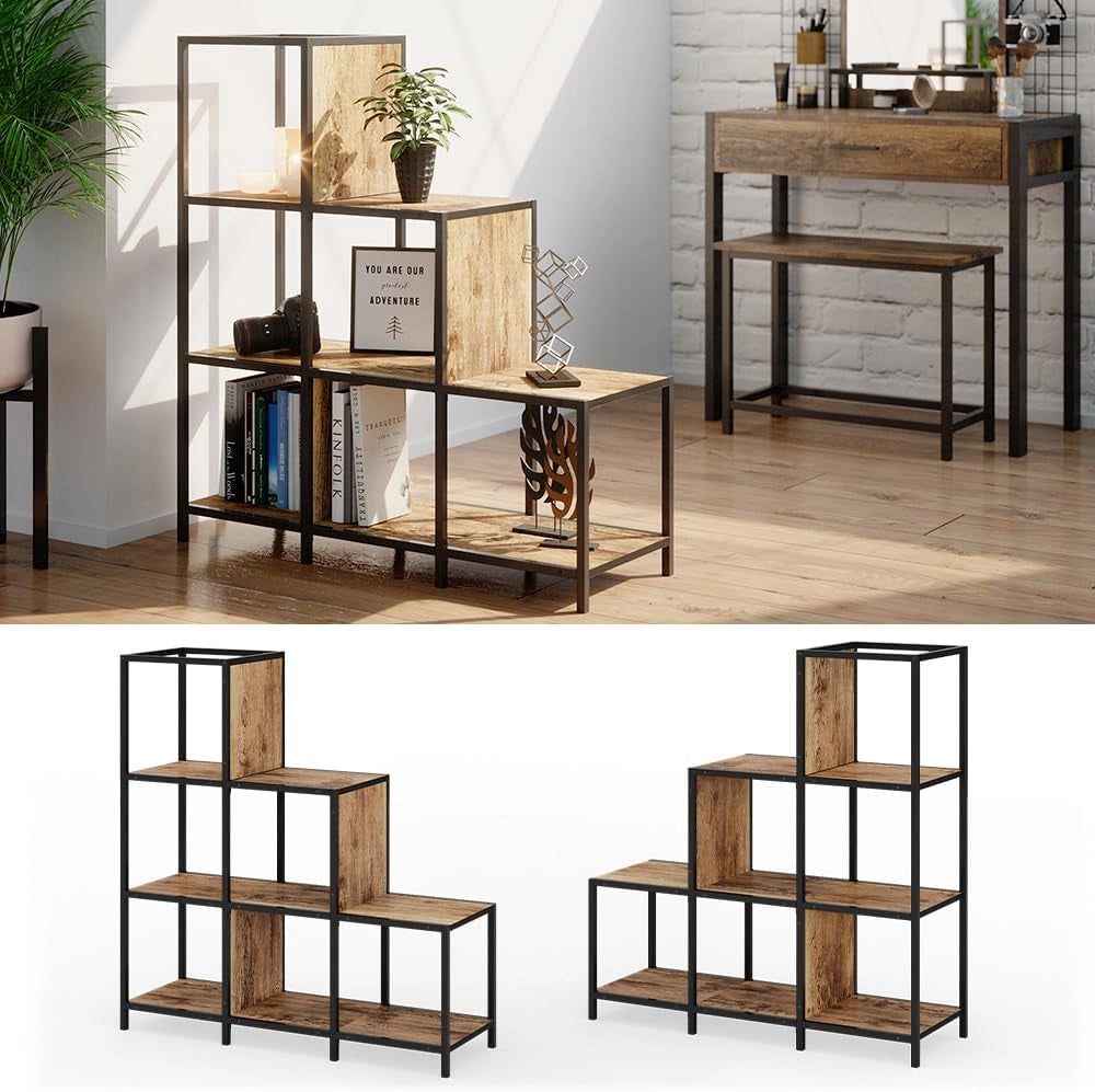 Divisorio per ambienti Fyrk, Legno antico, 90 x 92 cm, utilizzabile come divisorio o come libreria aperta