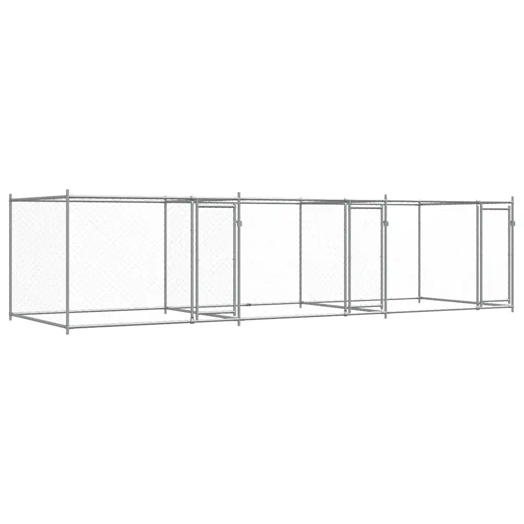 Gabbia per Cani con Porte Grigia 6x2x1,5 m in Acciaio Zincato 3209574