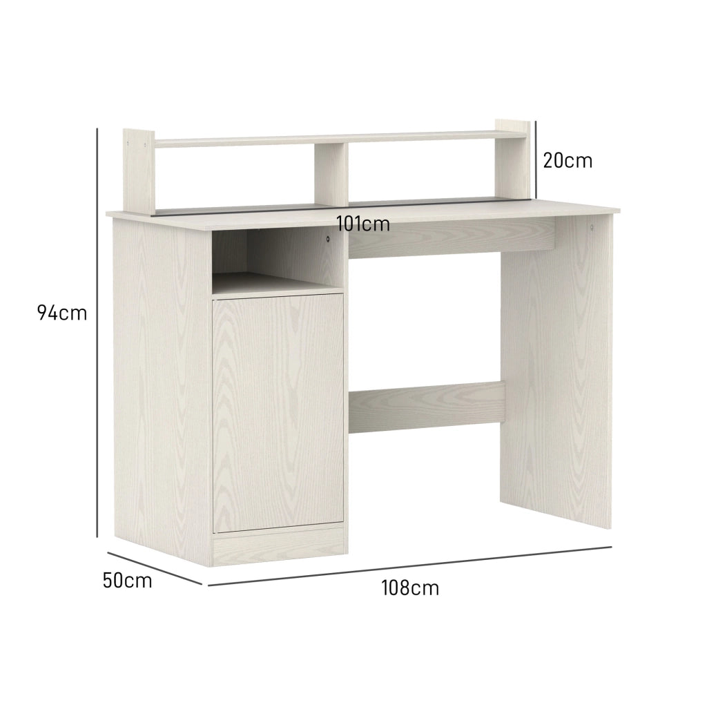 Scrivania Moderna con Scaffale e Ripiani ¨C zephmum ¨C Crema 108x50x94 cm