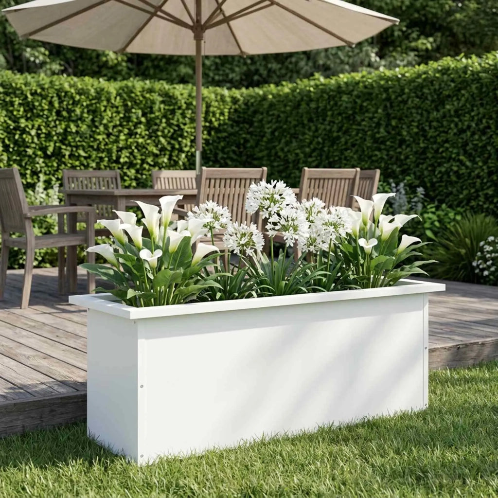Fioriera da giardino con LED Bianco 30 x 80 x 30 cm Acciaio 8008100