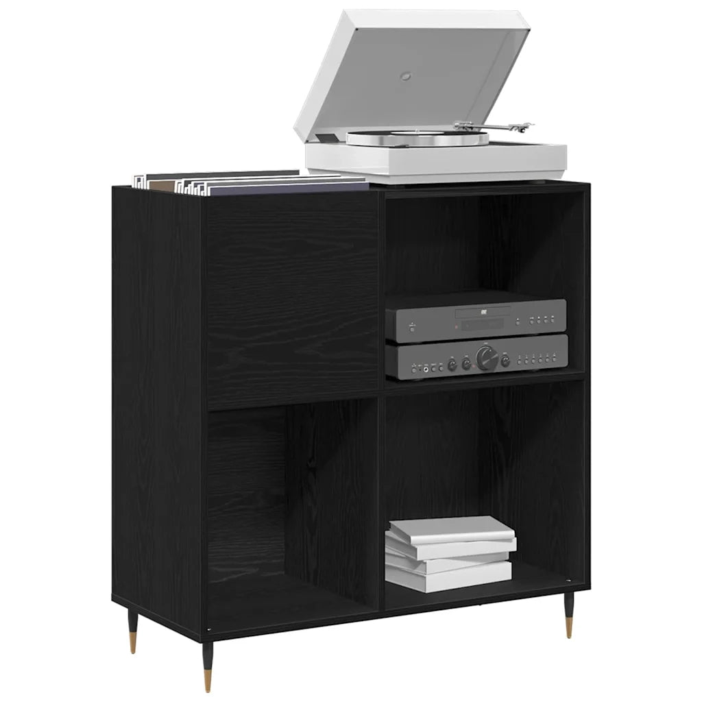 Mobile porta vinili con lo scaffale Rovere Nero 85 x 38 x 89 cm 862910