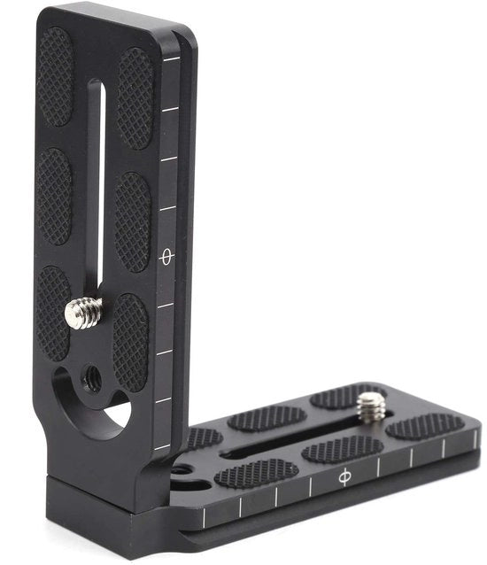 L-beugel di rapida messa a punto a placca - Piatto di fissaggio rapido in alluminio - Leggero - Adatto per fotocamere - Ideale per riprese verticali