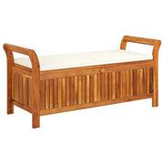 Panca da giardino mobili da esterno per patio contenitore da giardino per terrazza con cuscino 126 cm legno di acacia 02_0011808