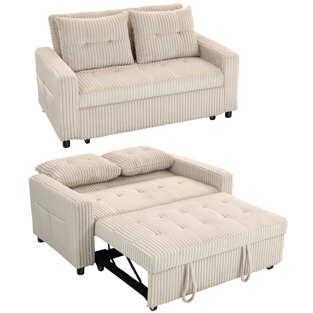 Divano letto 2 posti ¨C zephmum ¨C tessuto crema 157x190 cm