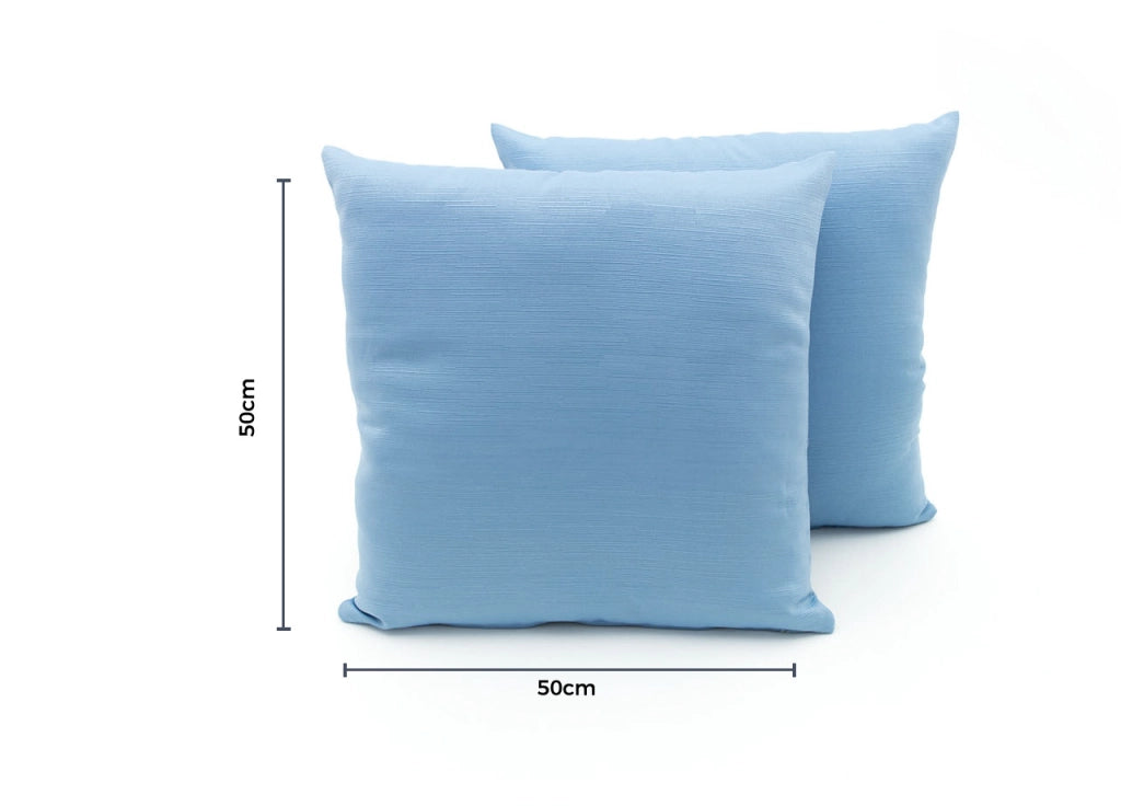 Coppia Cuscini Arredo Imbottiti Tessuto Ottoman In Tinta Unita Colore Azzurro 31 - 50x50 - Azzurro 31