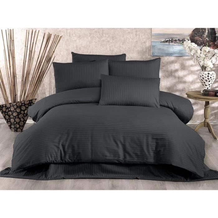 Completo letto - 1 copripiumino 220x240 cm + 2 federe 60x60 cm - 70% poliestere, 30% cotone - Antracite
