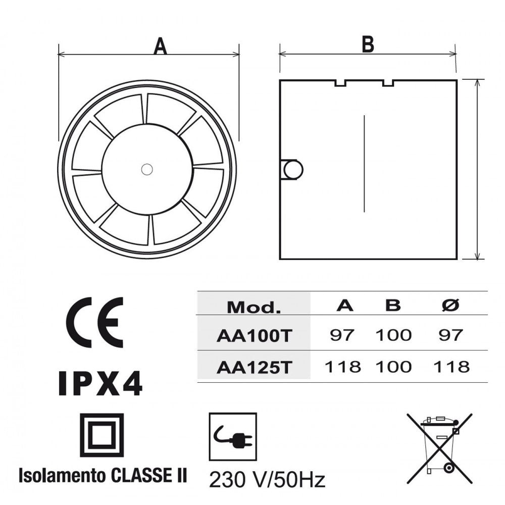 First 100mm aspiratore elicoidale per condotti tubi di aerazione tondi