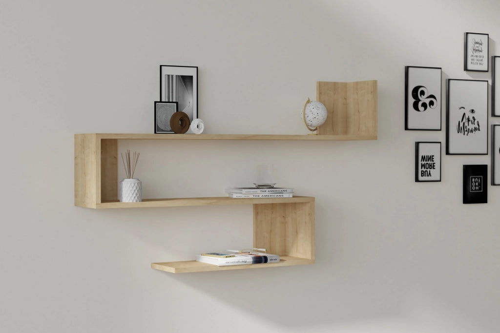Mensola da parete in legno "Penne" - 120 x 20 x 71 cm - Rovere Zaffiro