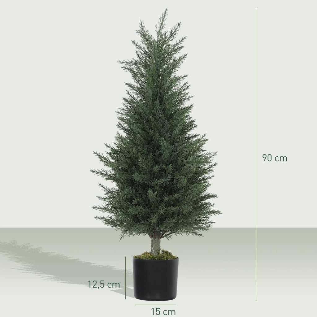 2 Piante Finte Cipresso in Vaso ¨C zephmum ¨C Verde, Plastica, UV Resistente