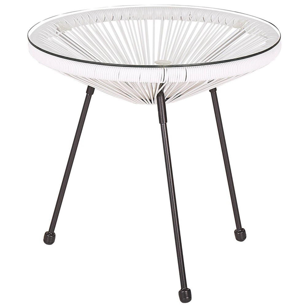 Set da Esterno Tavolino e 2 Sedie Bianco Rattan Sintetico Moderno