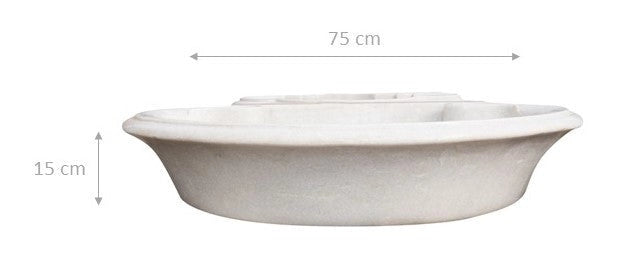 Biscottini Lavandino in marmo bianco L75xPR54xH15 cm Vasca realizzata completamente