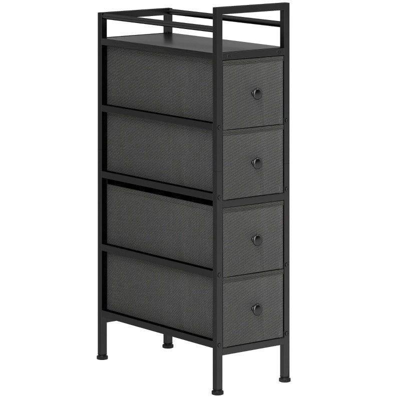 Cassettiera 20x43x81.5 cm con 4 cassetti; struttura stabile in legno; nero