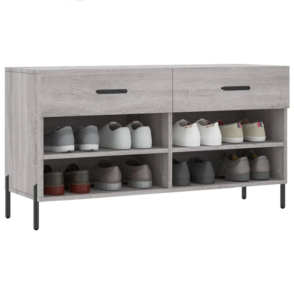 Panca Porta Scarpe | Scarpiera | Mobile per scarpe Grigio Sonoma 102x35x55 cm Legno Multistrato