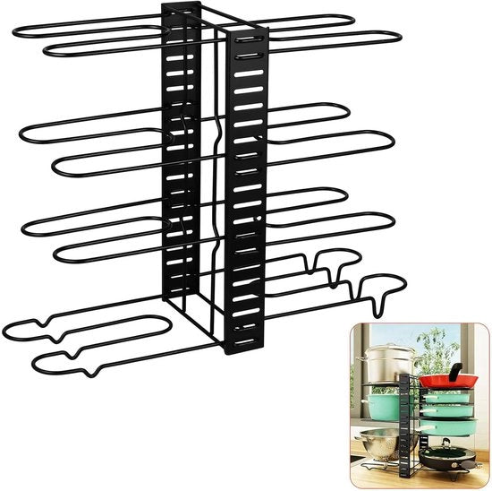 Organizzatore per Piani Cottura - 8 livelli - Nero - Acciaio Inossidabile Duro