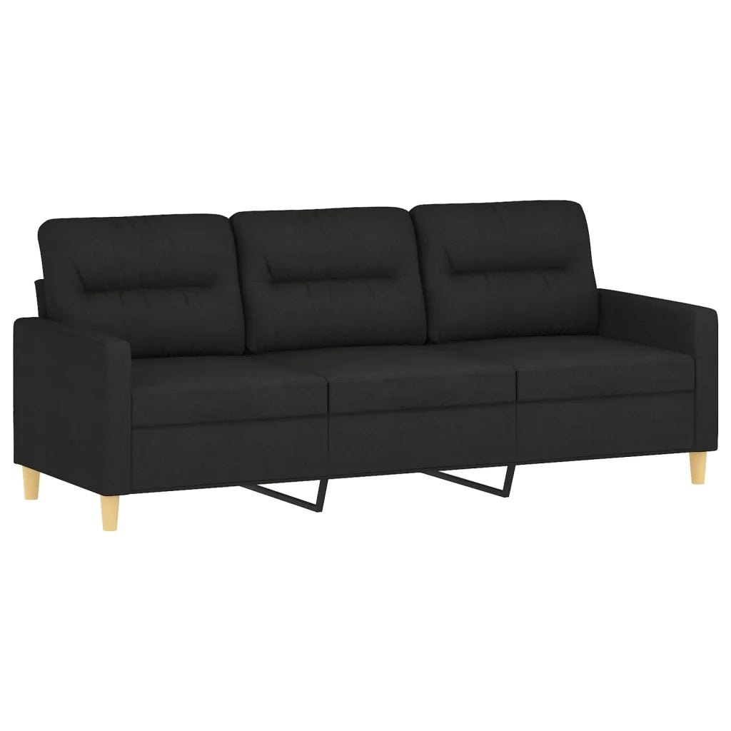 Set di Divani 2 pz con Cuscini Nero in Tessuto 3201604