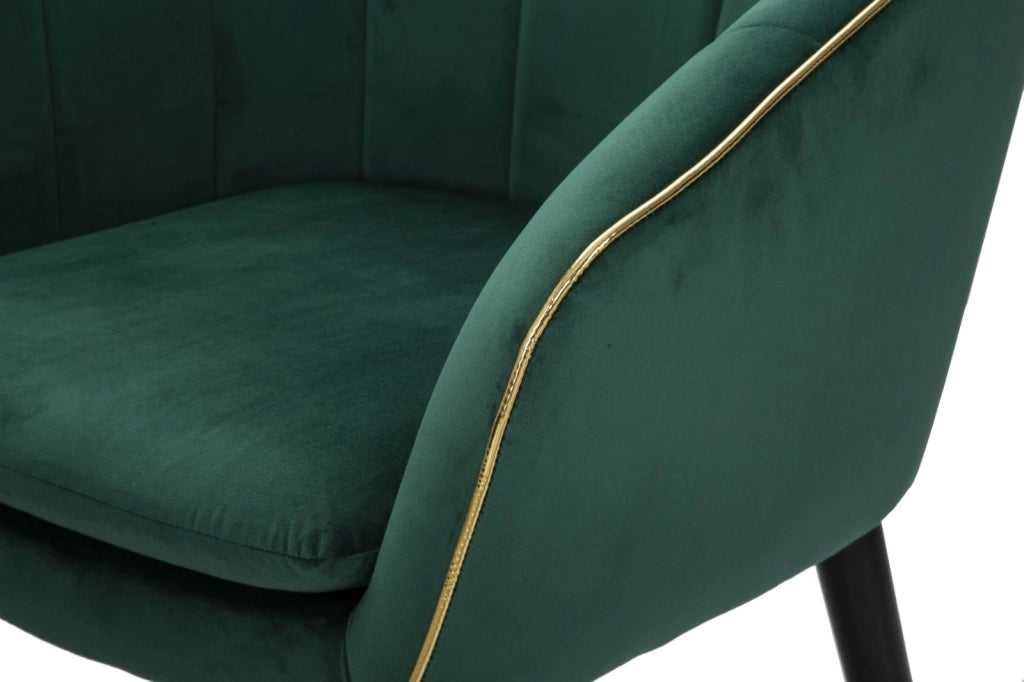 Poltrona Paris 62x58x78 cm in Legno Spugna Metallo e Poliestere Verde e Oro