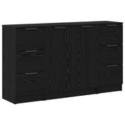 Credenza con cassetto 3 pz | Madia | Buffet da pranzo | Armadio da pranzo Rovere Nero Legno multistrato