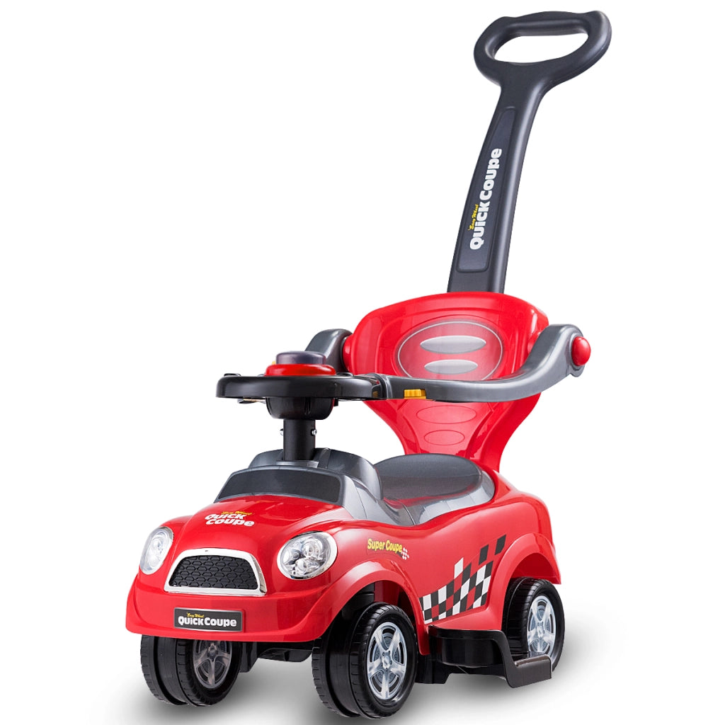 Macchina giocattolo cavalcabile con guardrail staccabili e maniglia clacson, Auto scorrevole per bambini Rosso-Macchinine giocattoli
