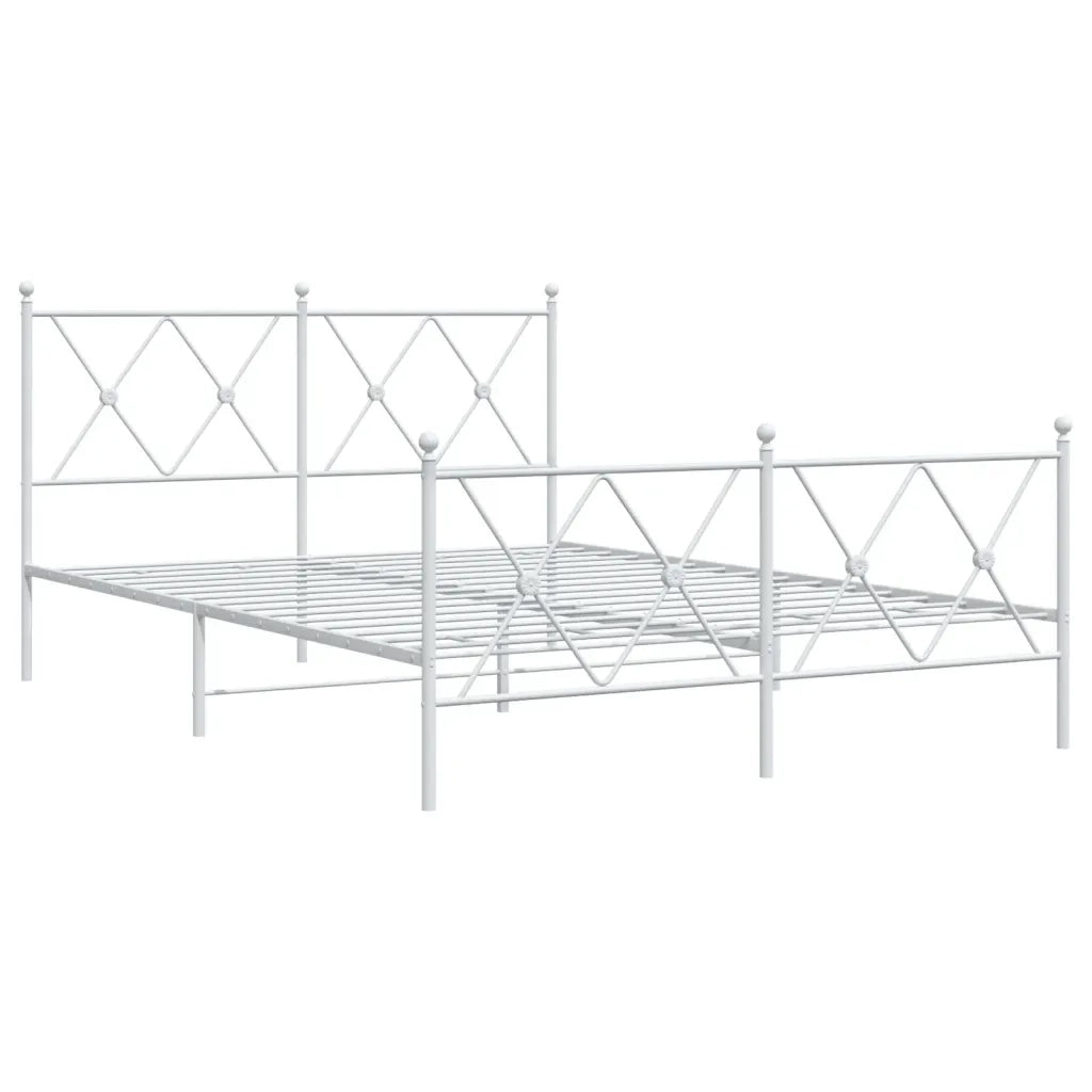 Letto matrimoniale | Letto per adulti | Giroletto con Testiera e Pediera Metallo Bianco 140x190 cm