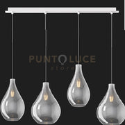 SOSPENSIONE BIANCO 4 LUCI RETTANGOLARE VETRI (2 PICCOLI+2 MEDI) TUTTI FUME' 1193BI-S4 RPM-FU