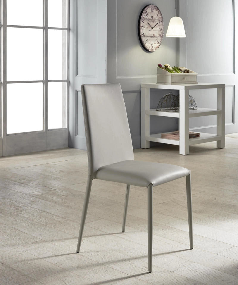 Set 4 Sedie 40x42xH96 cm in Similpelle Cleo Grigio Chiaro