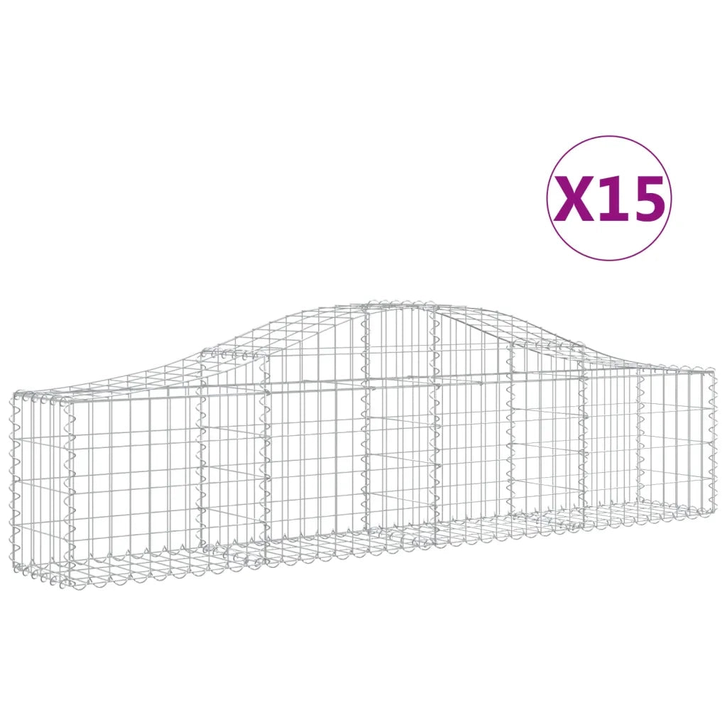 Cesti Gabbioni ad Arco 15 pz 200x30x40/60 cm Ferro Zincatocod mxl 99965