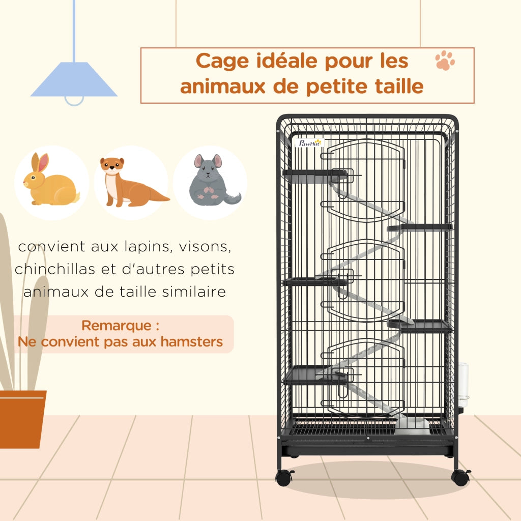 Gabbia per Piccoli Animali con Ruote ¨C zephmum ¨C Grigio 5 Ramp 5 Piattaforme