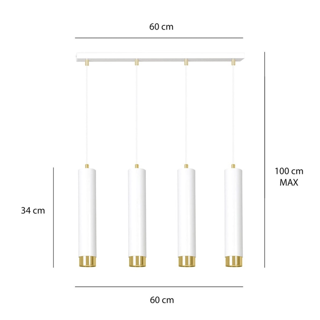 Lampada a sospensione Kibo in acciaio bianco e oro