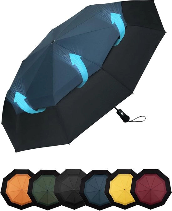 Paraplu Opvouwbaar - Ø 103cm - Mini Paraplu - Automatico - Paraplu da Viaggio - Extra Resistente, Compattabile & Impermeabile - Resistente al Vento - Inclinabile - Blu