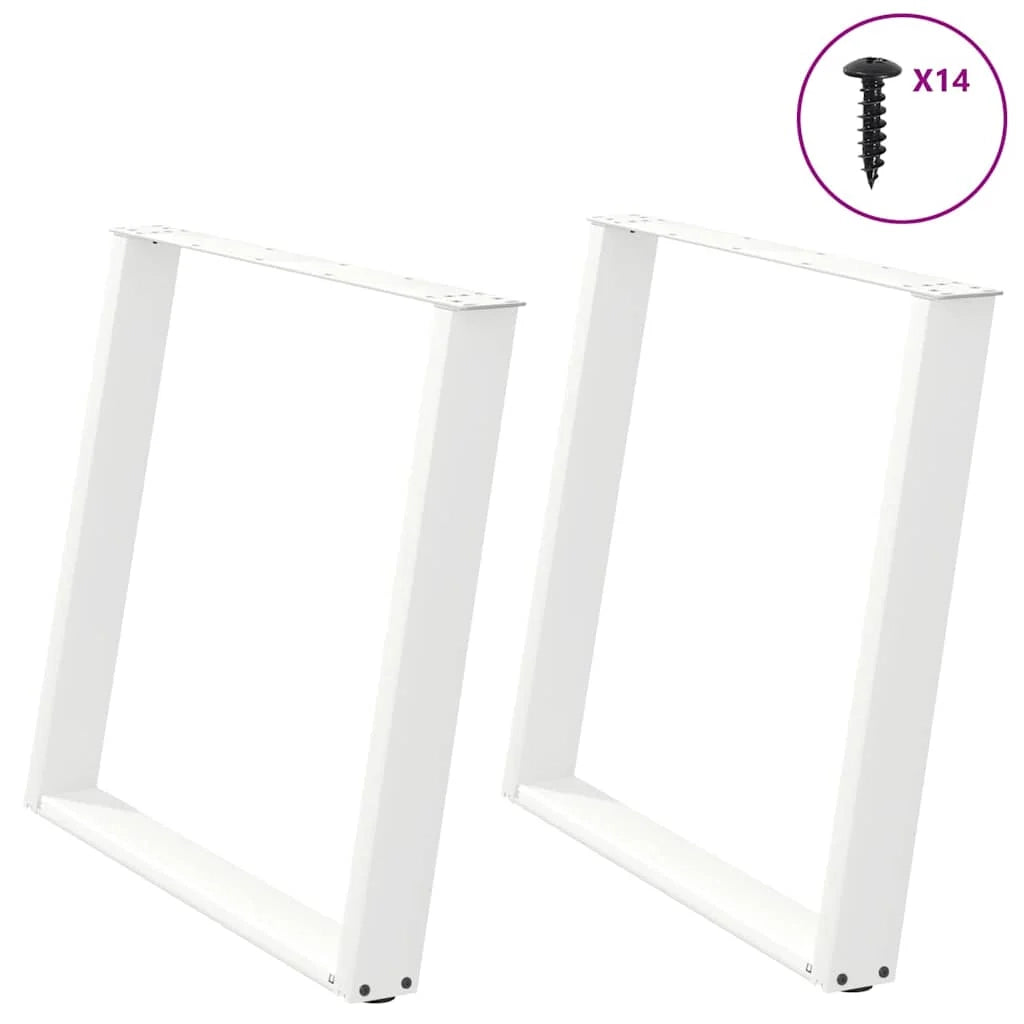 Set di 2 gambe regolabili per tavolo da pranzo a forma di U 90 x 73 cm stabili design moderno acciaio bianco 02_0057081