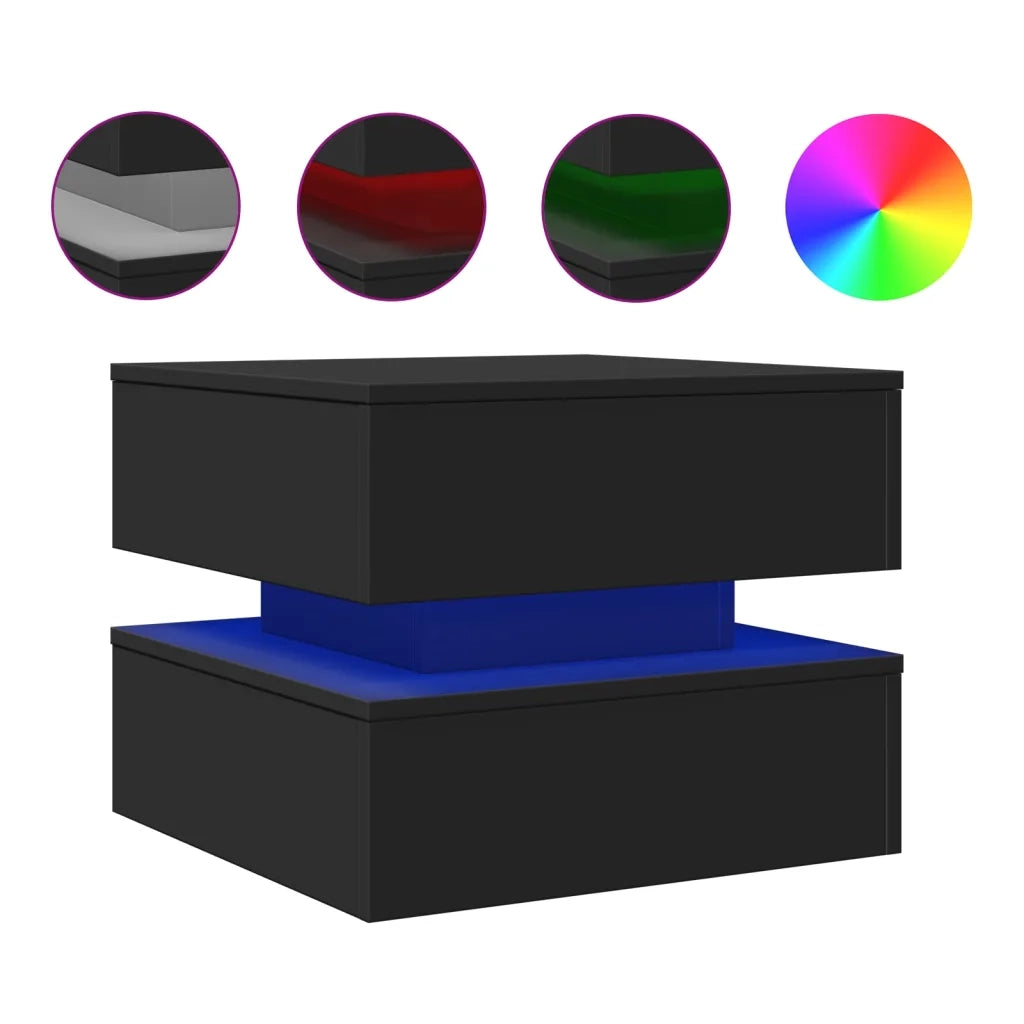 Tavolino da Salotto con Luci LED Nero 50x50x40 cm 839855