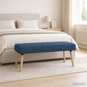 Panchina trapuntata a canale Blu 110 x 40 x 46 cm Tessuto 42038495
