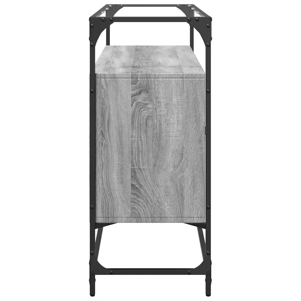 Credenza | Madia | Buffet da pranzo | Armadio da pranzo Piano Vetro Grigio Sonoma 98x35x81cm Legno Multistrato