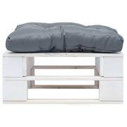 Ottomana Pallet da Giardino con Cuscino Grigio in Legno Bianco 277375