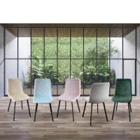 PAZZO DESIGN Sedia Arianna set da 4 sedie Grigio in velluto e gambe in metallo