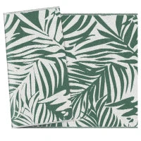 Tappeto Esterno per Balcone e Terrazza Reversibile con Fantasia a Foglie, 152x243 cm, Verde e Bianco
