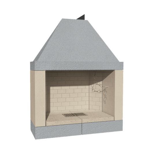 Camino legna prefabbricato refrattario focolare aperto m120 ref riscaldamento