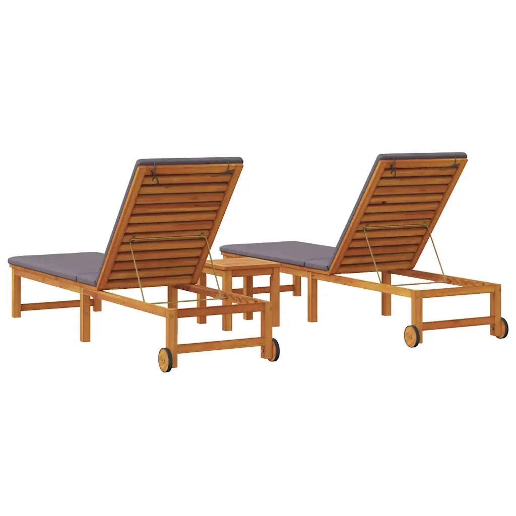Lettino da sole 3 pcs Marrone Legno di Acacia Massello 3333835