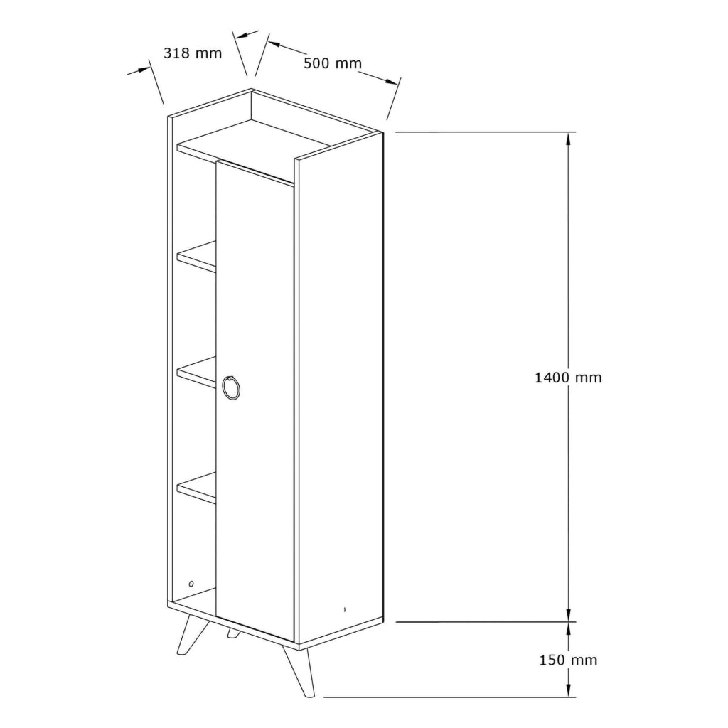 Forchia, Mobile Colonna 3 Ripiani, 50x32x140h cm Bianco