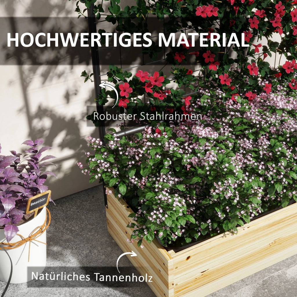 Hochbeet con traliccio ¨C zephmum ¨C nero, legno, acciaio, 80x38x145 cm