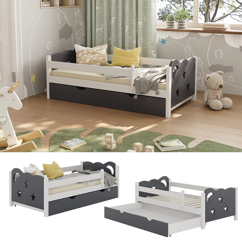 Vitalispa Letto per bambini Grigio 70x140 cm con cassetto, senza materasso