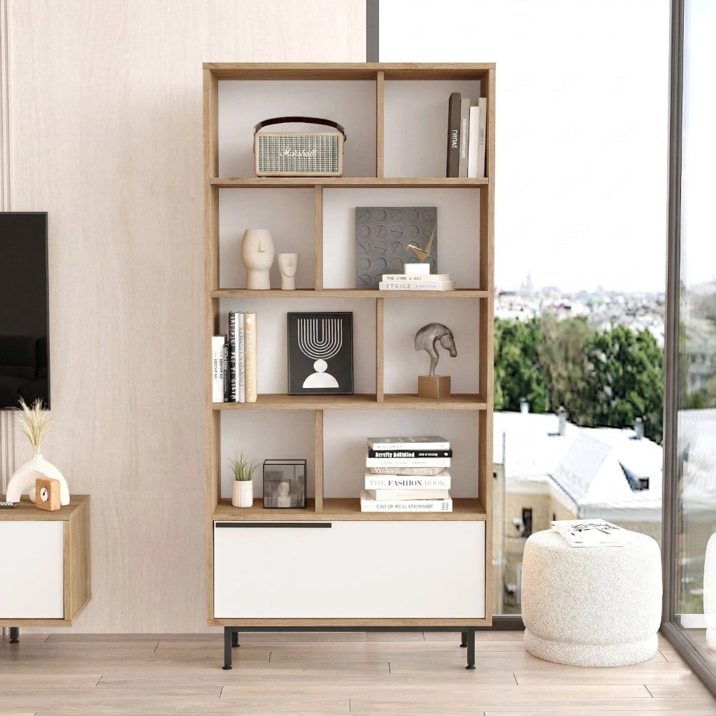 Libreria in legno "ON4-SW" - 84 x 30 x 176 cm - Bianco