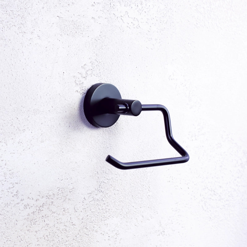 Dispenser carta igienica DARK in ottone nero senza coperchio. 14x9,5x9cm