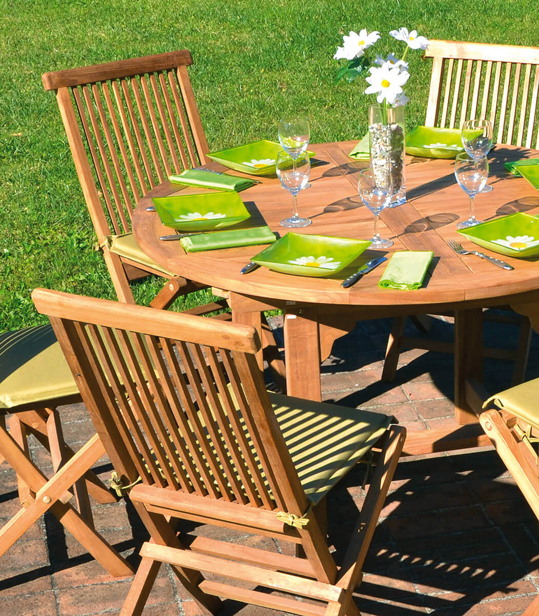 Tavolo Tondo Allungabile da Giardino Ø120 cm in Legno Teak Vorghini Capraia