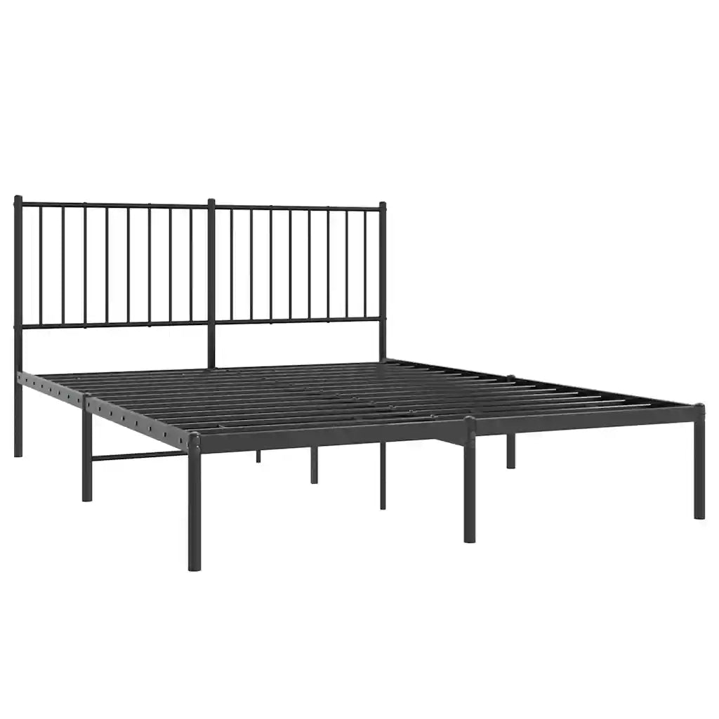 Giroletto con Testiera-Struttura Letto con testiera in Metallo Nero 140x200 cm 473608
