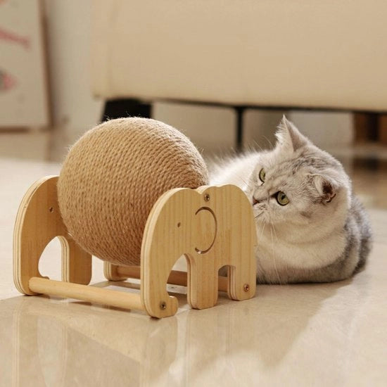 Giocattolo in forma di elefante per gatti - Funzioni di gioco e addestramento - 1 pezzo - Legno